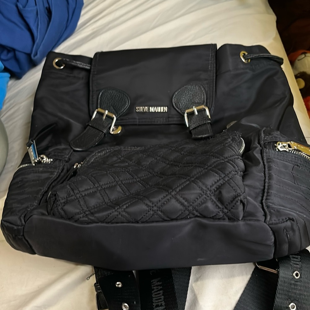 Black Steve Madden Book bag purse. Some wear and tear as shown in photos.